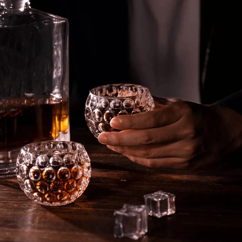 Golf Ball Whiskey Glass Set - Premium Crystal Glasses for Whiskey, Bourbon, and Cocktails - Ideal Gift for Golf Lovers - Belbren