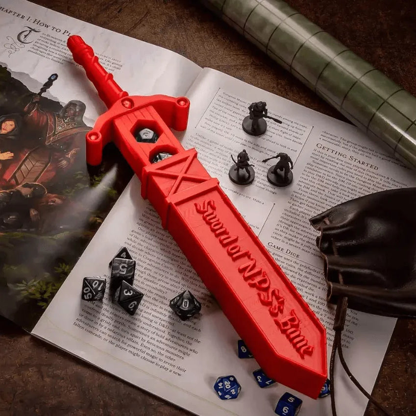 Hex Blade Polyhedral Dice Holder Dagger | Custom Engraved Dice Vault for Tabletop RPG | 3D Printed Dice Storage - Belbren