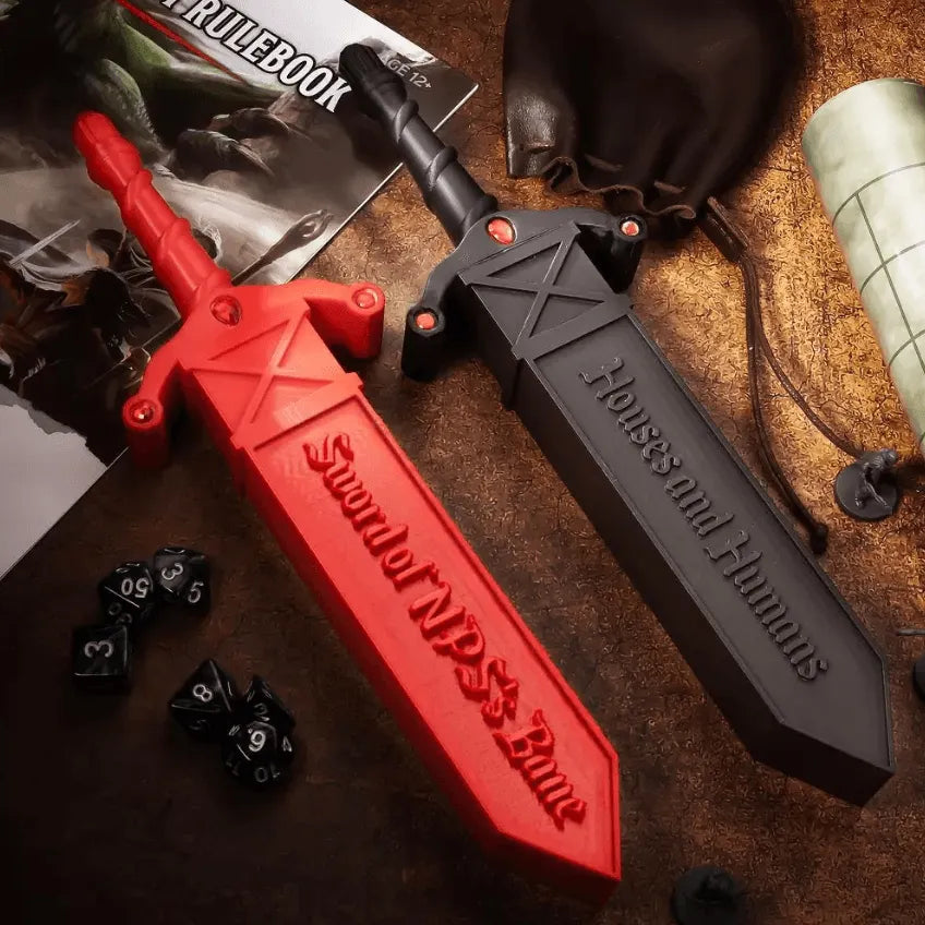 Hex Blade Polyhedral Dice Holder Dagger | Custom Engraved Dice Vault for Tabletop RPG | 3D Printed Dice Storage - Belbren