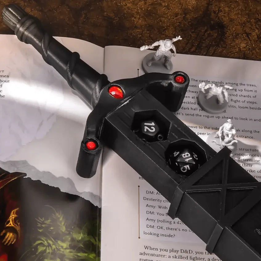 Hex Blade Polyhedral Dice Holder Dagger | Custom Engraved Dice Vault for Tabletop RPG | 3D Printed Dice Storage - Belbren