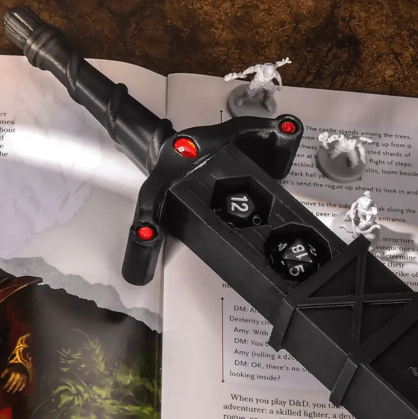 Hex Blade Polyhedral Dice Holder Dagger | Custom Engraved Dice Vault for Tabletop RPG | 3D Printed Dice Storage - Belbren