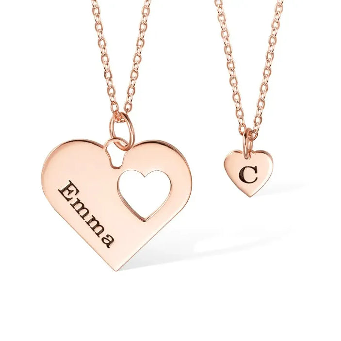 Layered Mother-Daughter Heart Necklace Set - Elegant Custom Jewelry Gift for Mother's Day, Birthdays, and Anniversaries - Belbren