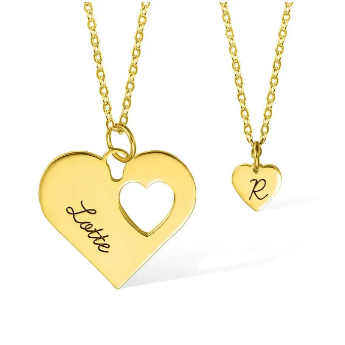 Layered Mother-Daughter Heart Necklace Set - Elegant Custom Jewelry Gift for Mother's Day, Birthdays, and Anniversaries - Belbren