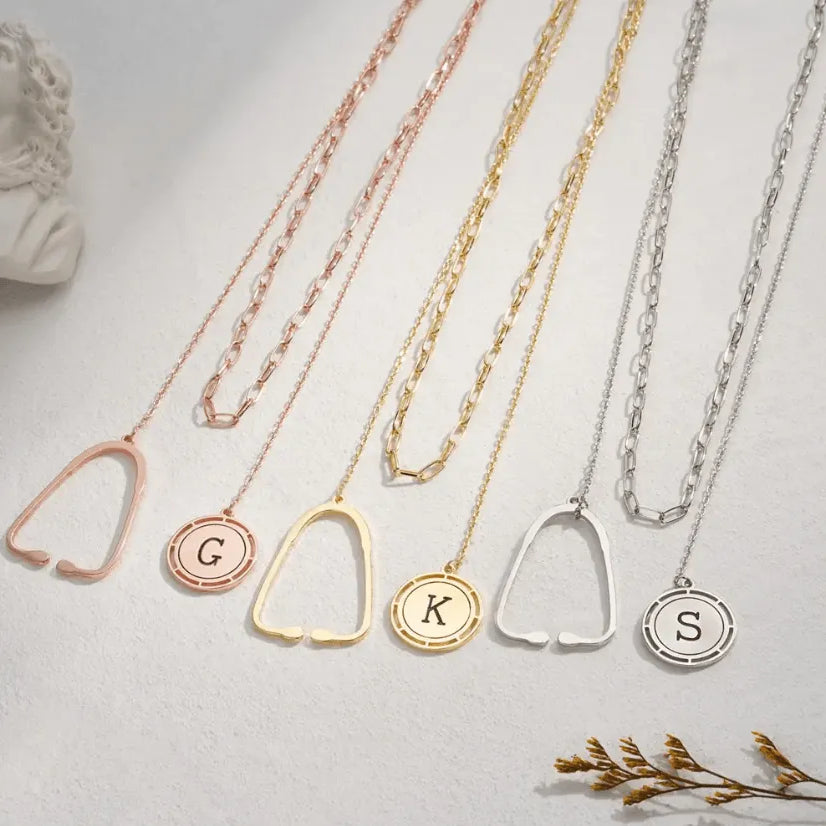 Layered Personalized Stethoscope Necklace with Custom Initial Charm – Perfect Gift for Doctors, Nurses, and Medical Professionals - Belbren