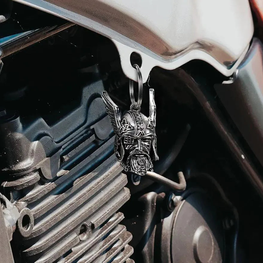 Odin Viking God Guardian Bell Keychain – Motorcycle Ride Protection, Norse Mythology Biker Keychain for Men, Good Luck Charm, Gift for Motorcyclists - Belbren
