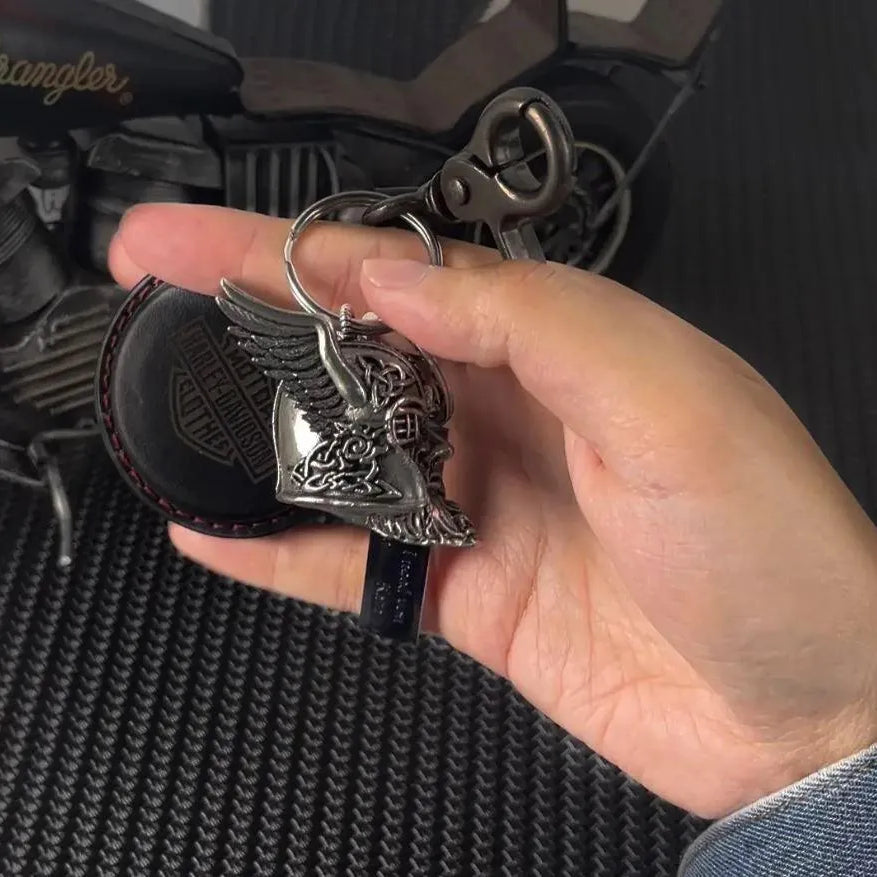 Odin Viking God Guardian Bell Keychain – Motorcycle Ride Protection, Norse Mythology Biker Keychain for Men, Good Luck Charm, Gift for Motorcyclists - Belbren