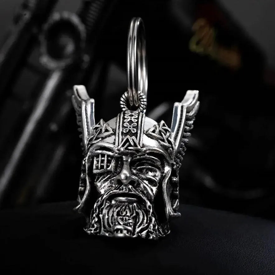 Odin Viking God Guardian Bell Keychain – Motorcycle Ride Protection, Norse Mythology Biker Keychain for Men, Good Luck Charm, Gift for Motorcyclists - Belbren