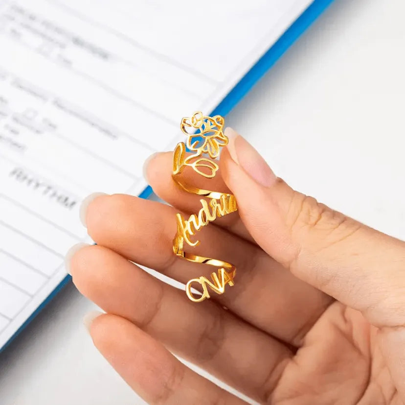 Personalized Birth Flower Stethoscope Name Tag - Custom Medical ID for Nurses, Doctors - in Brass finished in Gold, Rose Gold, Platinum - Belbren