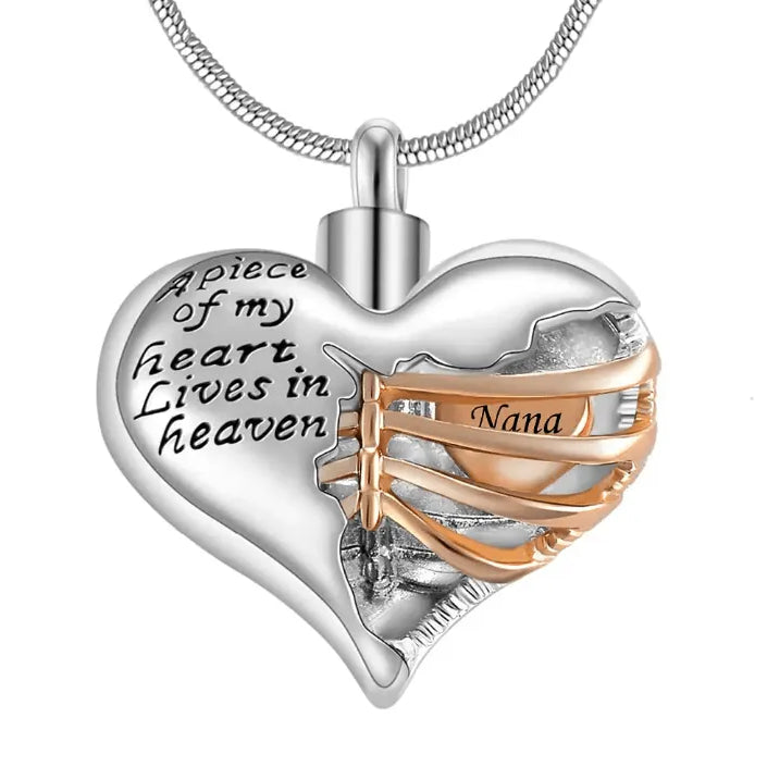 Personalized Custom Ribbed Heart Urn Necklace with Engraved Little Heart – Memorial Ash Pendant for Loved Ones and Pets - Belbren