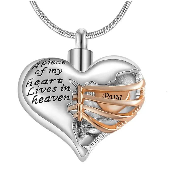 Personalized Custom Ribbed Heart Urn Necklace with Engraved Little Heart – Memorial Ash Pendant for Loved Ones and Pets - Belbren