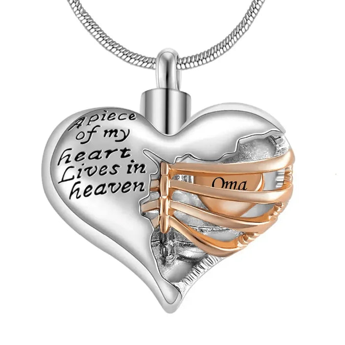 Personalized Custom Ribbed Heart Urn Necklace with Engraved Little Heart – Memorial Ash Pendant for Loved Ones and Pets - Belbren