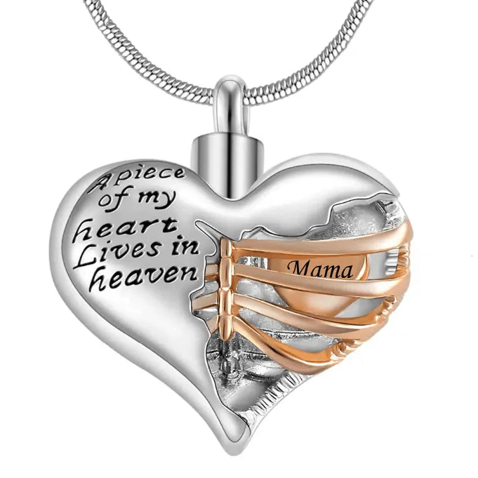 Personalized Custom Ribbed Heart Urn Necklace with Engraved Little Heart – Memorial Ash Pendant for Loved Ones and Pets - Belbren