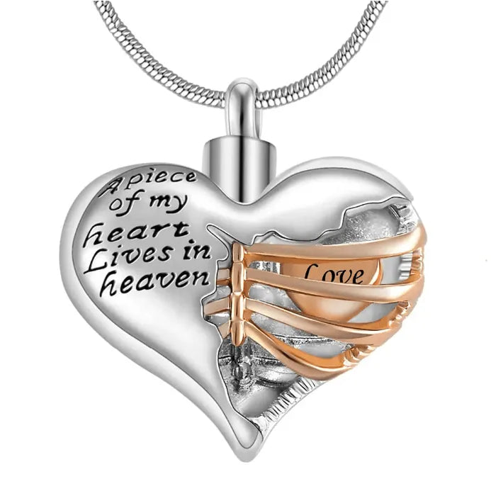Personalized Custom Ribbed Heart Urn Necklace with Engraved Little Heart – Memorial Ash Pendant for Loved Ones and Pets - Belbren