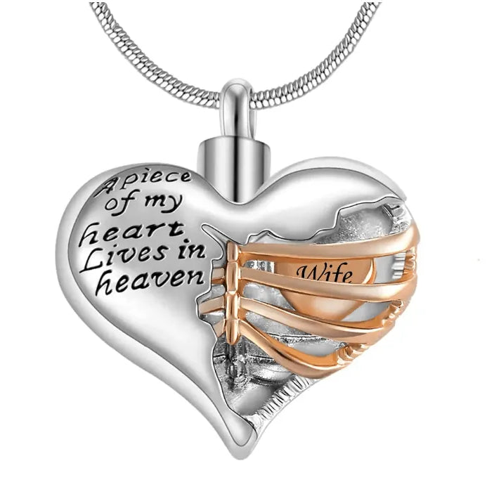 Personalized Custom Ribbed Heart Urn Necklace with Engraved Little Heart – Memorial Ash Pendant for Loved Ones and Pets - Belbren