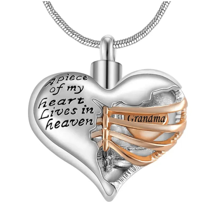 Personalized Custom Ribbed Heart Urn Necklace with Engraved Little Heart – Memorial Ash Pendant for Loved Ones and Pets - Belbren