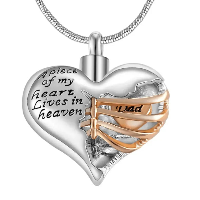 Personalized Custom Ribbed Heart Urn Necklace with Engraved Little Heart – Memorial Ash Pendant for Loved Ones and Pets - Belbren