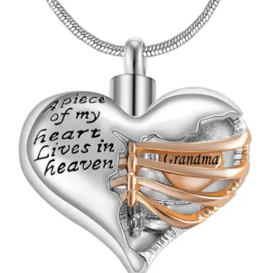Personalized Custom Ribbed Heart Urn Necklace with Engraved Little Heart – Memorial Ash Pendant for Loved Ones and Pets - Belbren