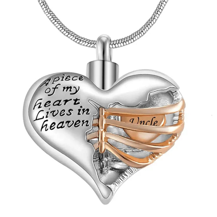 Personalized Custom Ribbed Heart Urn Necklace with Engraved Little Heart – Memorial Ash Pendant for Loved Ones and Pets - Belbren