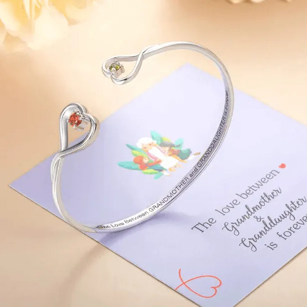 Personalized Grandma & Granddaughter Heart Bracelet - Custom Birthstone Jewelry, Ideal Christmas & Birthday Gift, Symbol of Eternal Love - Belbren