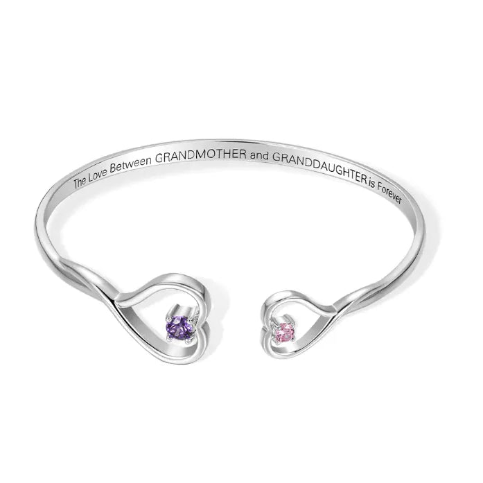 Personalized Grandma & Granddaughter Heart Bracelet - Custom Birthstone Jewelry, Ideal Christmas & Birthday Gift, Symbol of Eternal Love - Belbren