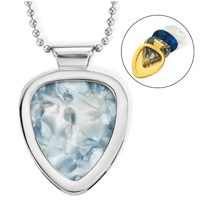 Custom Guitar Pick Holder Necklace - Gold or Silver Pendant with Engraving, Gift for Guitarists, Music Lover Jewelry, Includes 3 Picks - Belbren