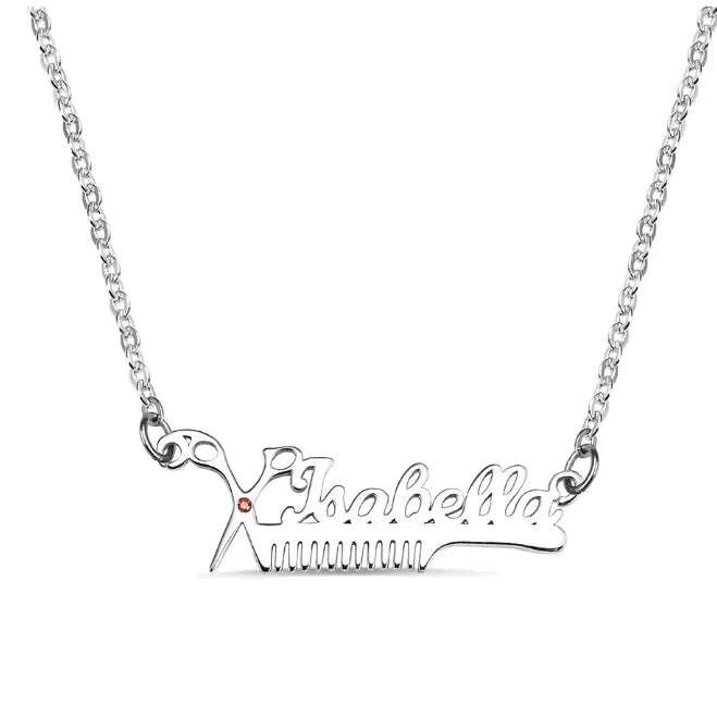 Personalized Hairdresser Name Necklace - Custom Scissors and Comb Pendant Jewelry for Hairstylists and Barbers - Unique Gift for Hair Professionals - Belbren