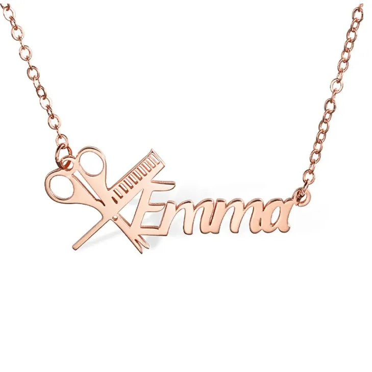 Personalized Hairdresser Scissors Comb Necklace - Custom Name Stylist Jewelry, Professional Hair Salon Gift, Durable & Stylish - Belbren
