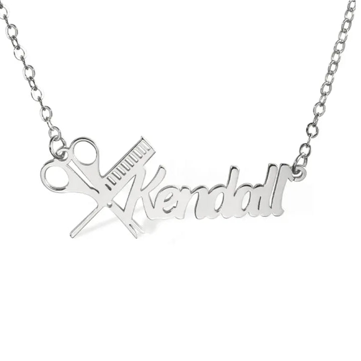 Personalized Hairdresser Scissors Comb Necklace - Custom Name Stylist Jewelry, Professional Hair Salon Gift, Durable & Stylish - Belbren