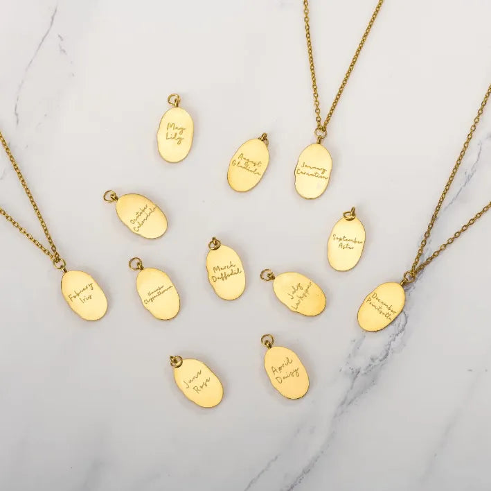 Personalized Initial Necklace with Birth Flower Charms - 3Pc Elegant Stacking Set Featuring Birthflower Design - Handcrafted Jewelry Gift - Belbren