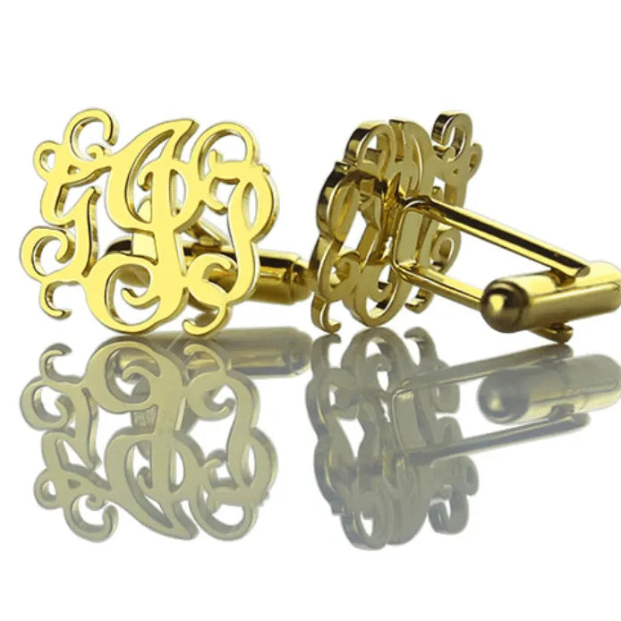 Personalized Monogram Cufflinks - Custom Initials, Sterling Silver, 18K Gold Plated, Stainless Steel - Elegant Gift for Men - Belbren