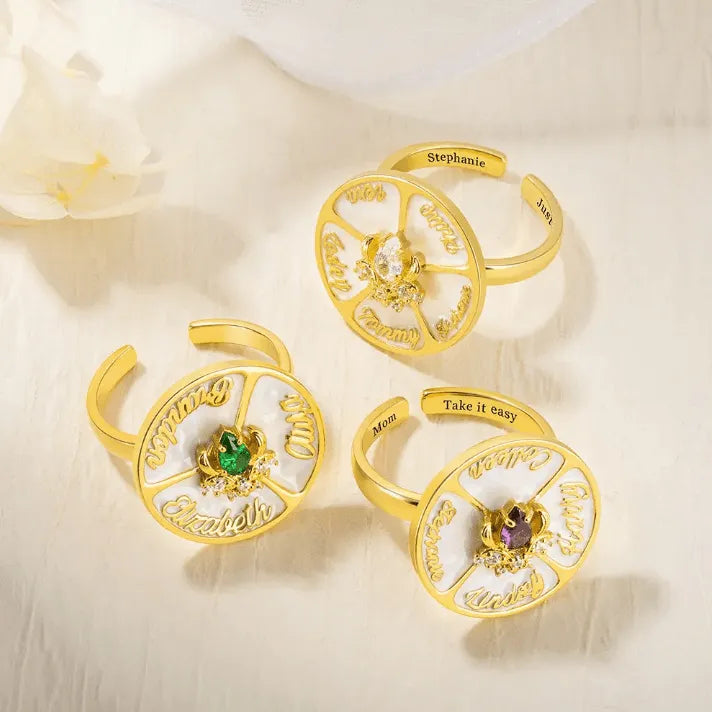Personalized Name Birthstone Spinner Ring - Custom Engraved Fidget Jewelry for Anxiety Relief, Perfect Gift for Mothers, Friends, and Family - Belbren