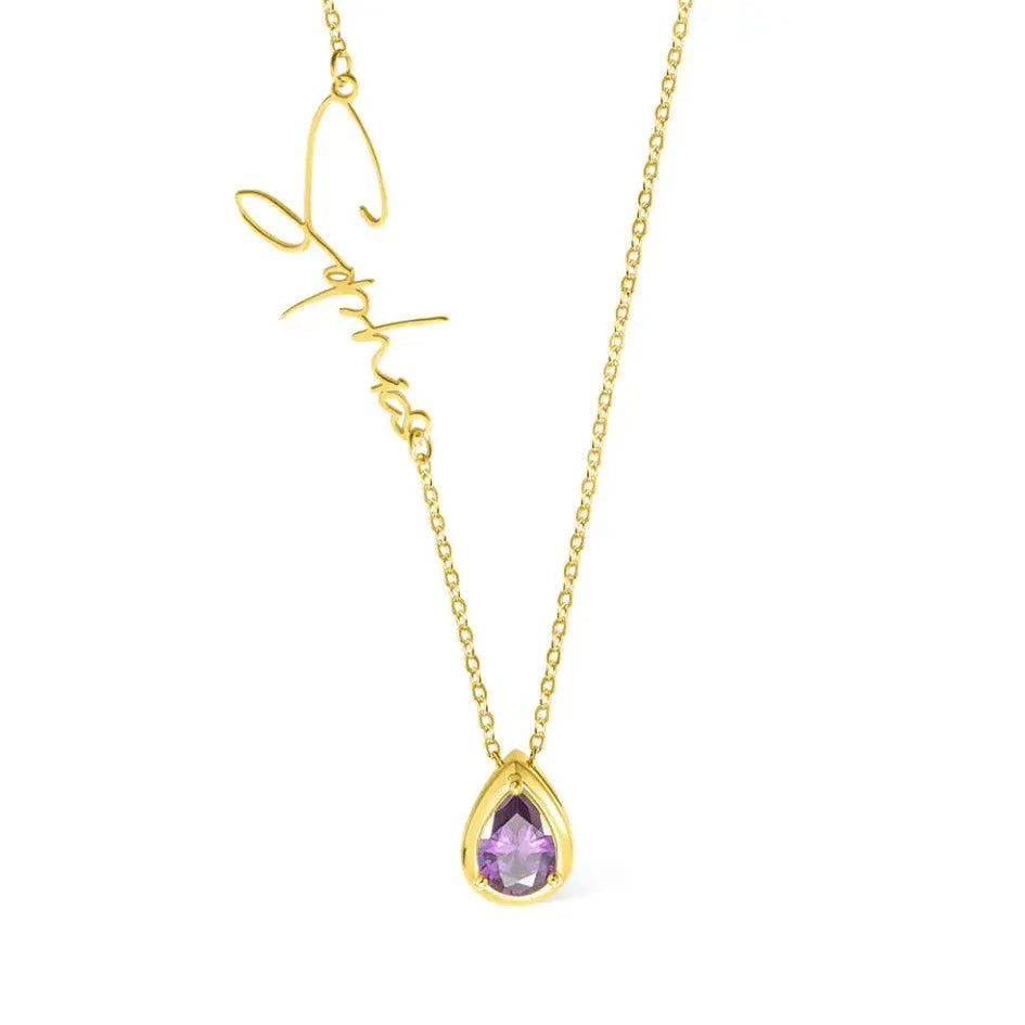 Personalized Sideways Name Necklace with Custom Birthstone - Engraved Minimalist Jewelry, Ideal for Mother’s Day, Christmas, Anniversaries - Belbren