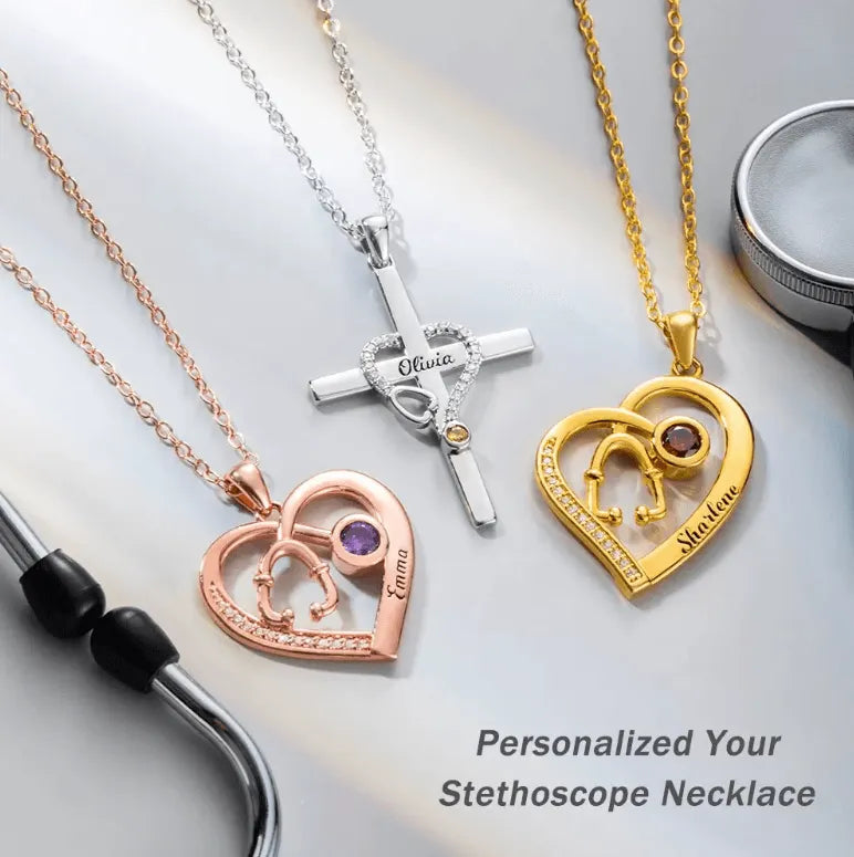 Personalized Stethoscope Name Necklace - Perfect for Healthcare Professionals, Nurses & Doctors - Belbren