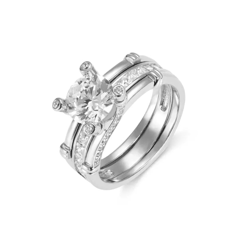 Stackable Promise Ring Set - Custom Birthstone in Sterling Silver - Ideal for Engagements, Weddings, Anniversaries - Belbren