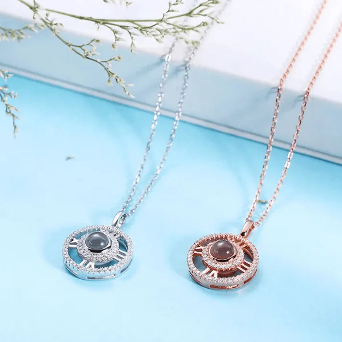 Sterling Silver 925 Memory Keeper Projection Necklace - Customizable Photo Pendant for Timeless Keepsakes - Belbren