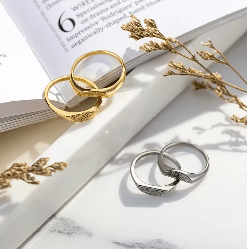 Sun and Moon Ring Set - Silver & Gold Rings for Couples & Friends - Belbren
