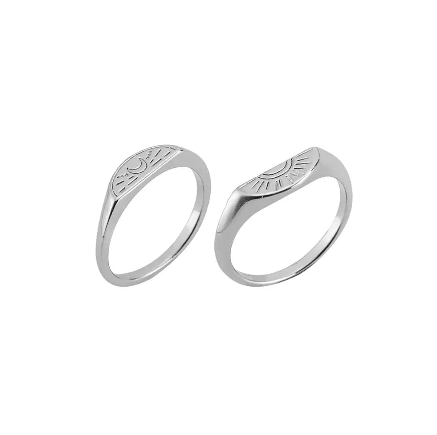 Sun and Moon Ring Set - Silver & Gold Rings for Couples & Friends - Belbren