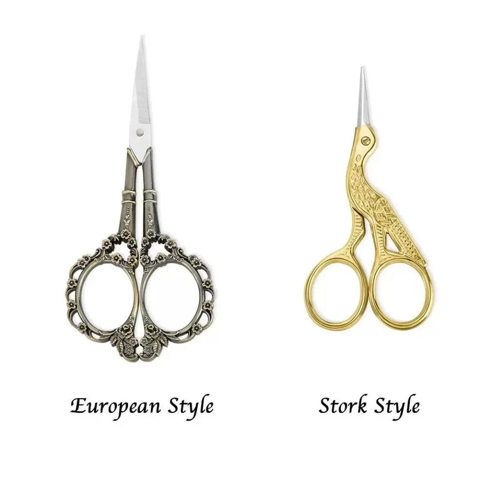 Vintage European/Stork Embroidery Scissors with Custom Engraved Wooden Box - Precision Sewing Tool for Crafters and DIY - Belbren