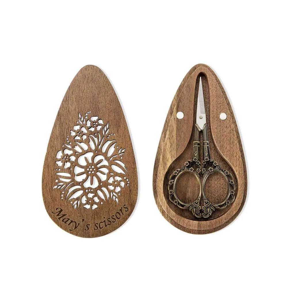 Vintage European/Stork Embroidery Scissors with Custom Engraved Wooden Box - Precision Sewing Tool for Crafters and DIY - Belbren