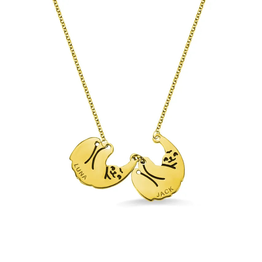Custom Engraved Sloth Family Necklace - Personalized Mother & Baby Pendant - Silver Sloth Jewelry - Mother's Day & Animal Lover Gift - Belbren