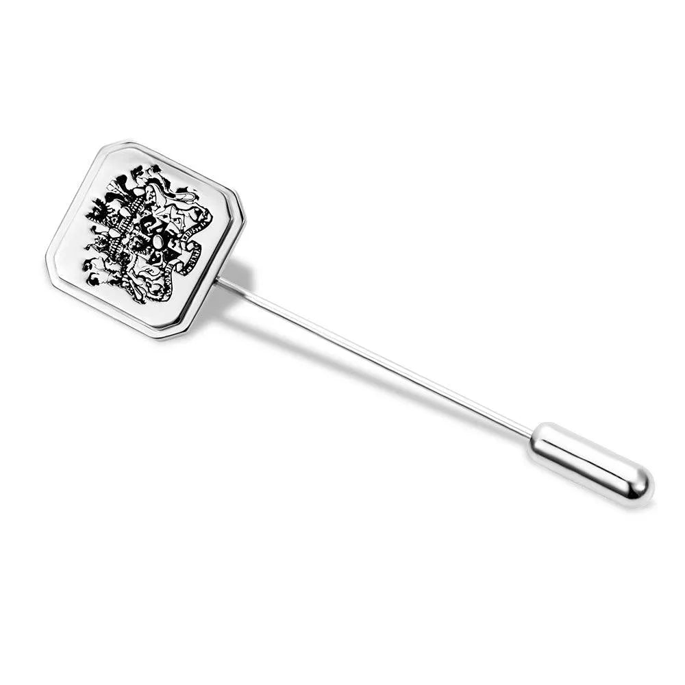 Custom Family Crest Lapel Pin - Personalized Coat of Arms Heritage Emblem - Available in Silver and Gold - Belbren