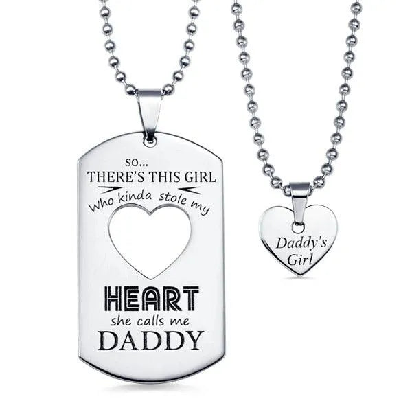 Customized Couples Dog Tag & Heart Necklace Set - Engraved Stainless Steel Jewelry - Belbren