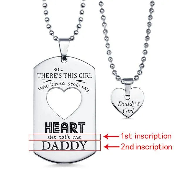 Customized Couples Dog Tag & Heart Necklace Set - Engraved Stainless Steel Jewelry - Belbren