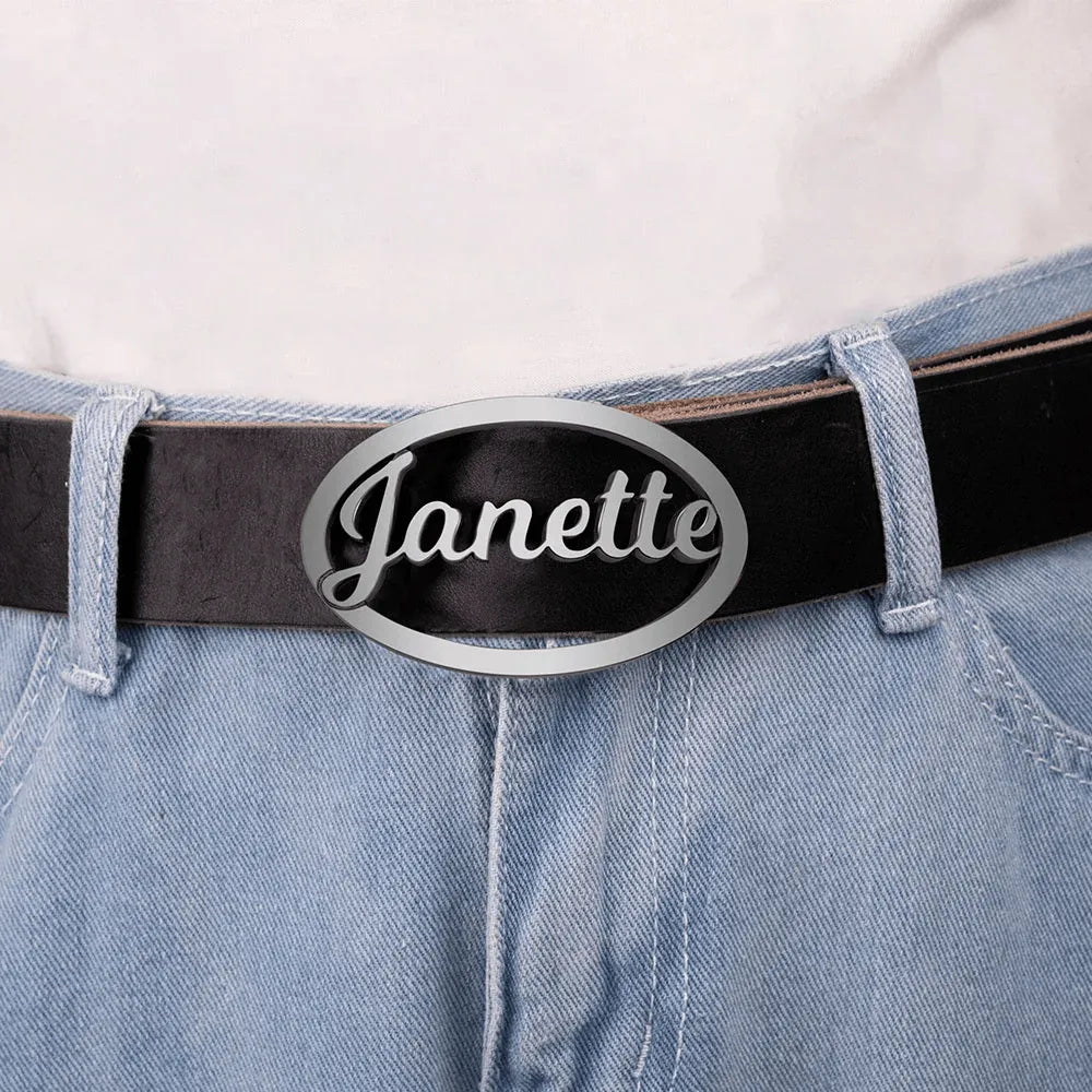 Customized Name Leather Belt Buckle - Personalized for Hip-Hop & Vintage Fashion Enthusiasts - Belbren