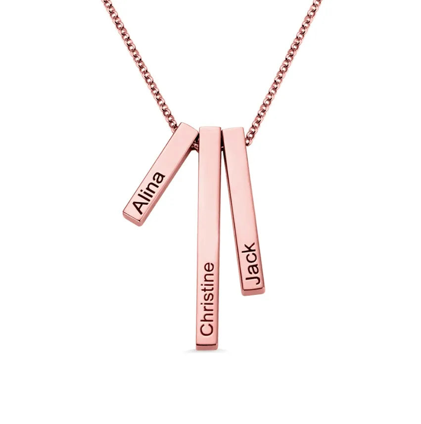 Engraved 4-Sided Vertical Bar Necklace - Personalized Charm for Women - Ideal Gift for Mom, Sister, Grandma - Perfect for Valentine's Day & Special Occasions - Belbren