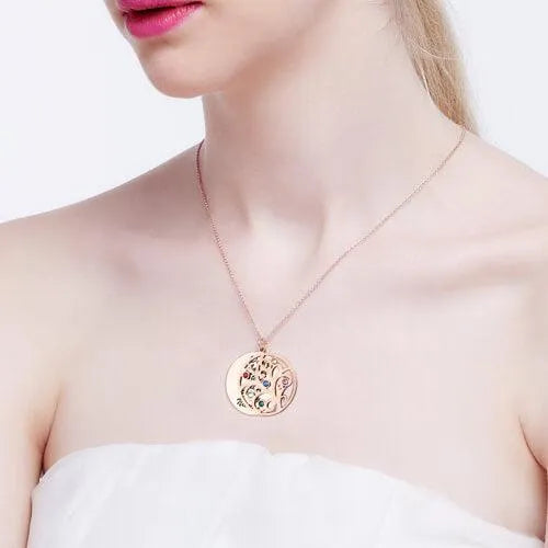 Family Tree Pendant Necklace With Birthstones Sterling Silver - Belbren