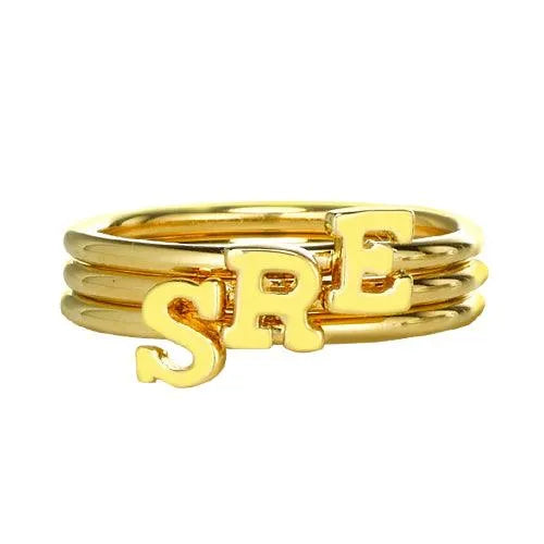 Gold Initial Letter Ring | Mothers Ring | Personalized Initial Ring | Stackable rings for Women - Belbren