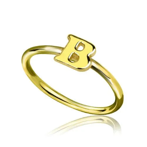 Gold Initial Letter Ring | Mothers Ring | Personalized Initial Ring | Stackable rings for Women - Belbren