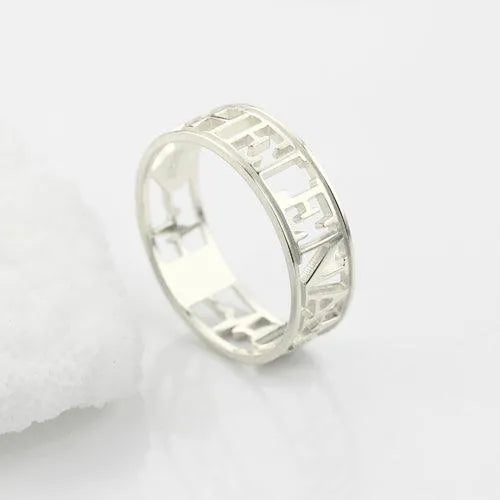 Heartbeat Ring with Name for Her Sterling Silver - Belbren