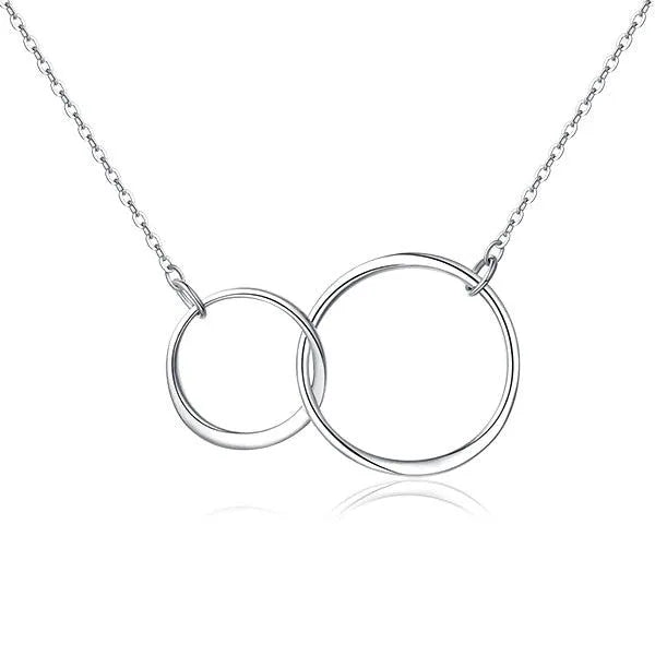 Interlocking Two Circles Necklace | Double Circle Necklace for Women | Eternity Circle Necklace | Mother Daughter Necklace | Couple Sister Necklace - Belbren